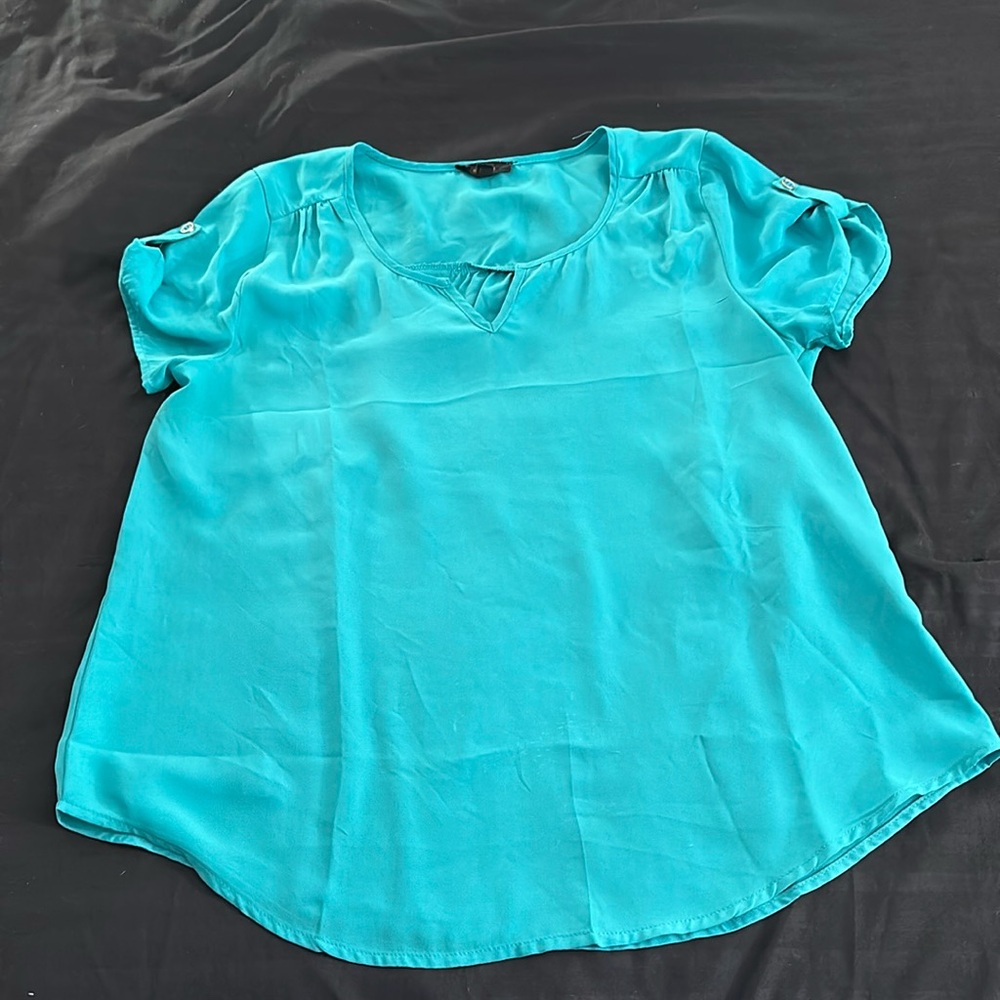 Sheer Mint Green Short Sleeve Blouse